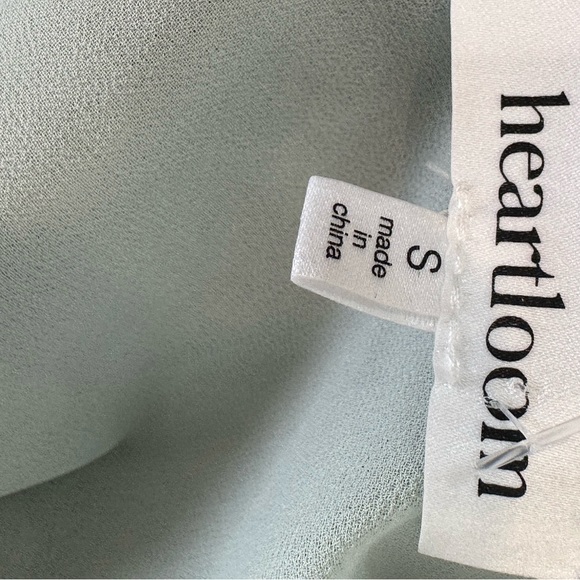 Heartloom Georgette Blouse Smocked Kaelin Top Sage Green Jacquard Fabric Medium - Picture 6 of 8